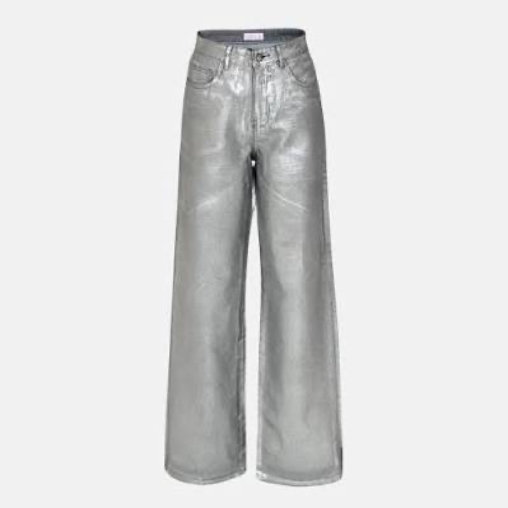 Hanifa Zaya Silver High Rise Women’s Wide Leg Jeans Sz Medium
